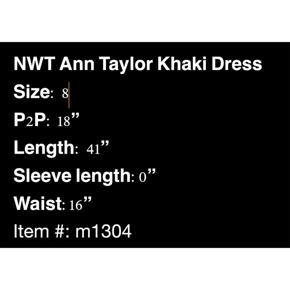 NWT Ann Taylor Khaki Dress- size 8 - Picture 6 of 6